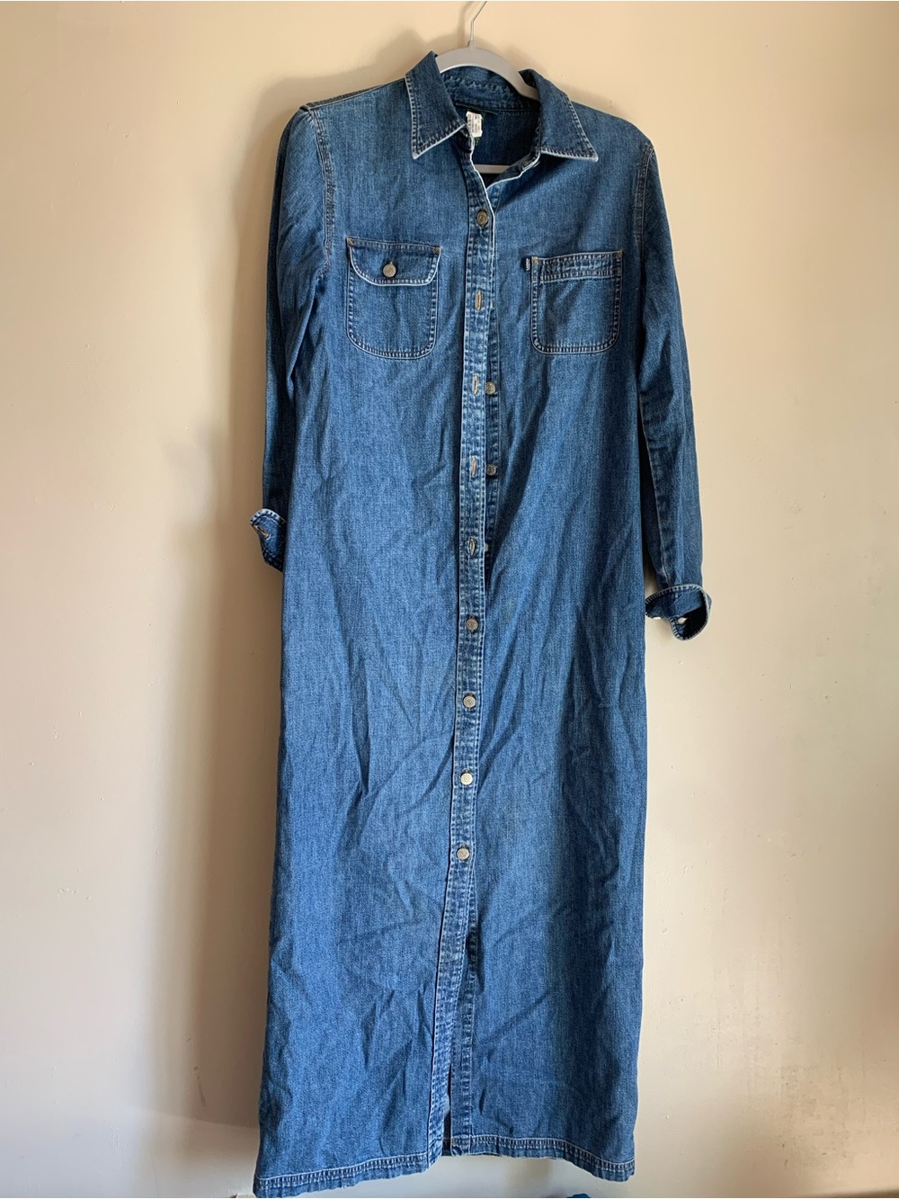 Lauren Ralph Lauren Blue Denim Maxi Shirt Dress Blue Women Size Medium Fall